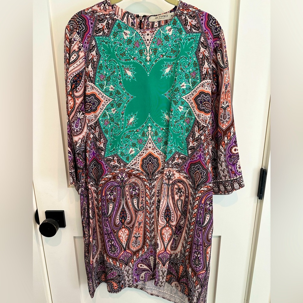 ETRO silk paisley shift dress.
